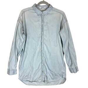 Forever 21 Shirt Dress Women's Medium Blue‎ Long Sleeve Collared Button-Front
